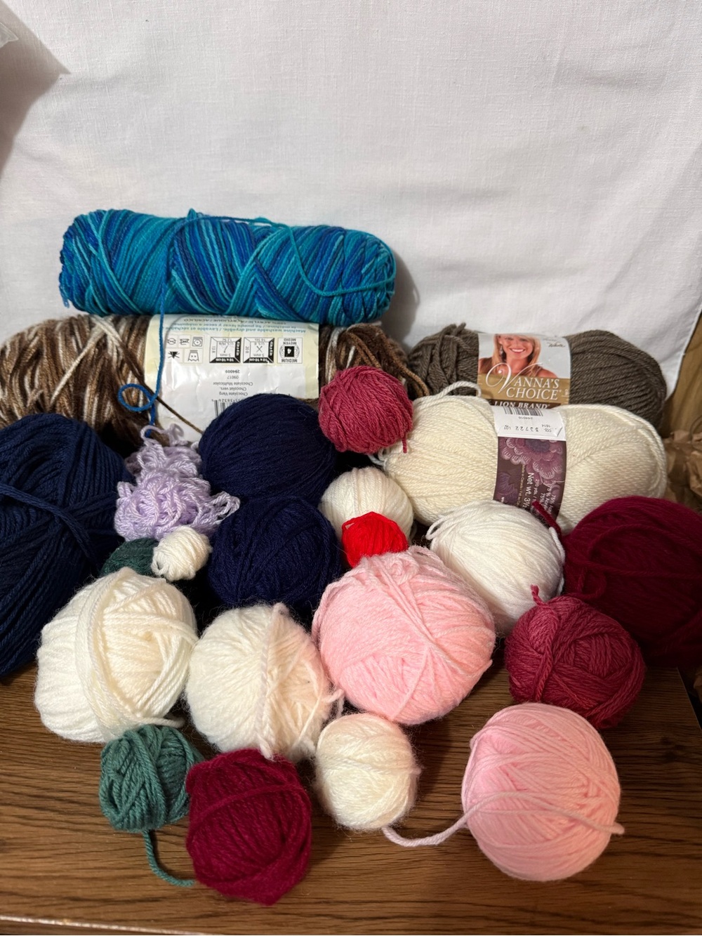 Assorted Yarn Bundle - Cream, Pink, Navy, Teal & Burgundy